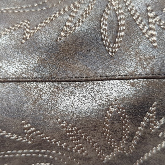 Brown Cowgirl Boots Vegan Leather 8.5 - Picture 4 of 8